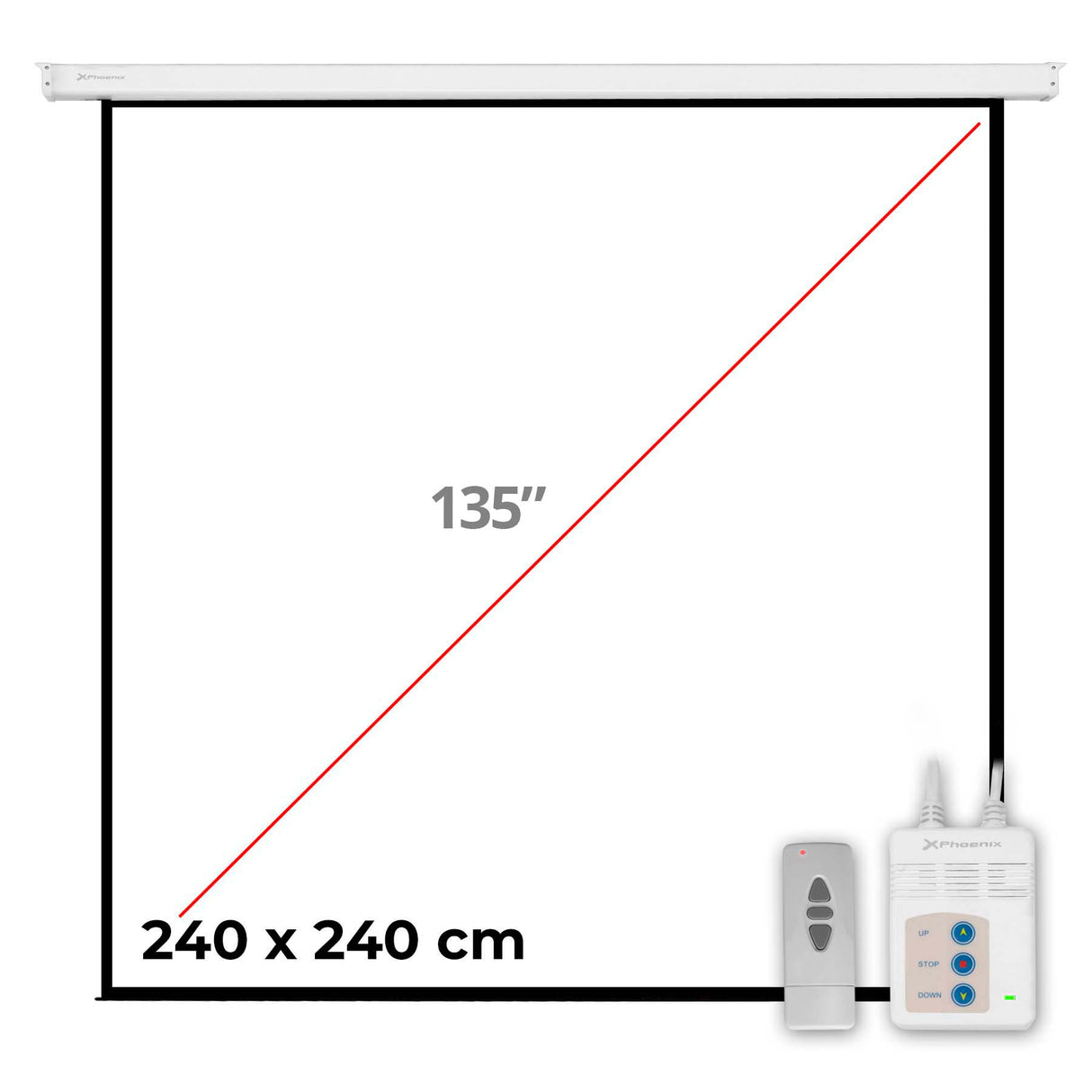 Tela de projeção elétrica 240X240cm PHOENIX