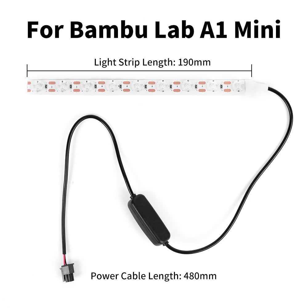 Tira de Luz LED para Bambu Lab A1 Mini 1.9m 24V RA95 (Luz Branca Super Brilhante) - Multi4you®