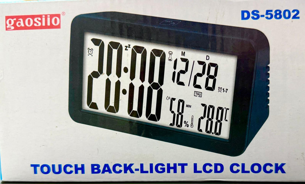 Relógio Despertador Digital com Termómetro, Calendário e Ecrã LCD Retroiluminado