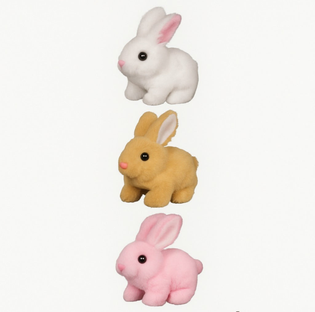 Mini coelho de Pelúcia que Anda e faz som