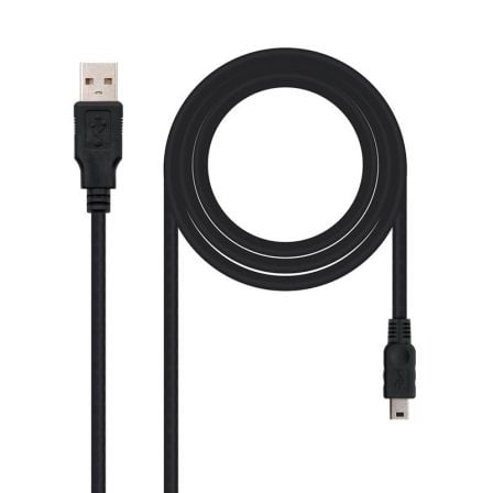 Cabo USB 2.0 Nanocable 10.01.0401 / USB Macho - MiniUSB Macho / 1m / Preto