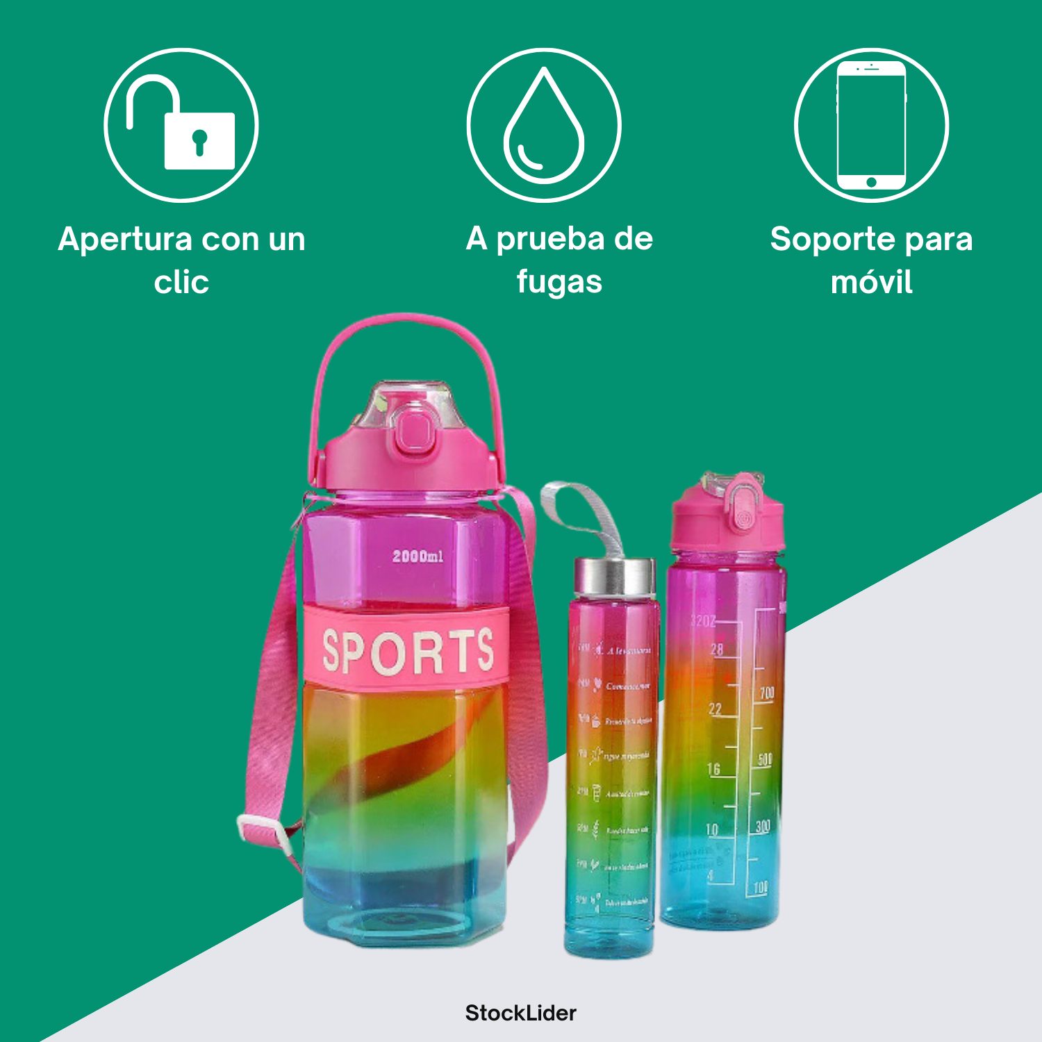 Pack de 3 garrafas desportivas