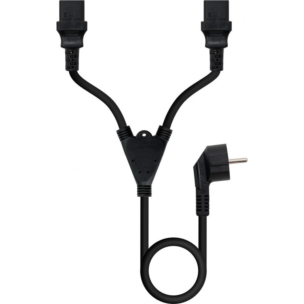 Cabo de Energia NANOCABLE 10.22.0100 1,8 M Ficha de Alimentação Tipo F 2X C13 - Preto