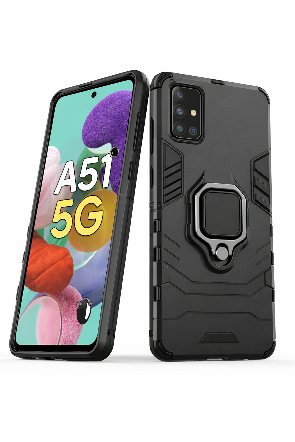 Ring Armor Case com Kickstand – Capa Resistente para Samsung Galaxy A51 5G – Preta – Multi4you®