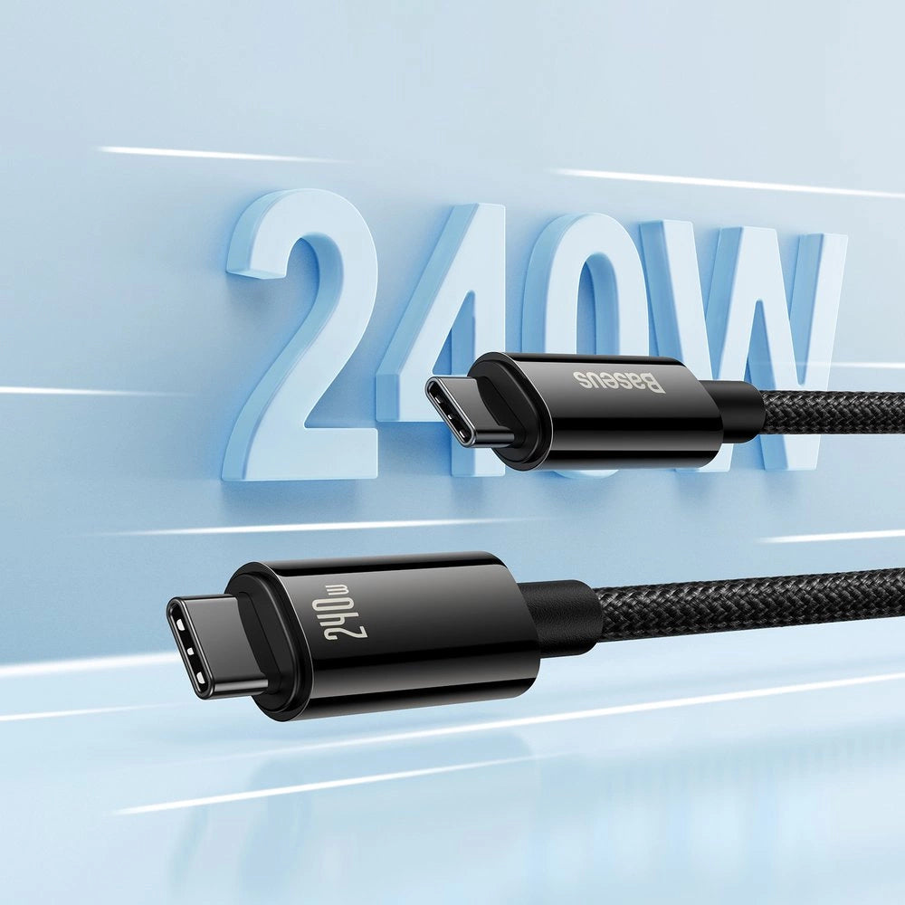 Cabo USB C para USB C 480Mb/s 240W 1m Baseus Tungsten Gold CAWJ040101 - preto