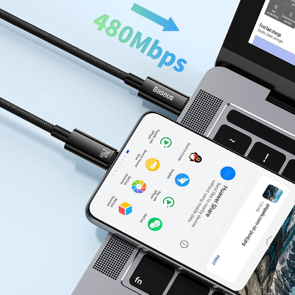 Cabo USB C para USB C 480Mb/s 240W 1m Baseus Tungsten Gold CAWJ040101 - preto