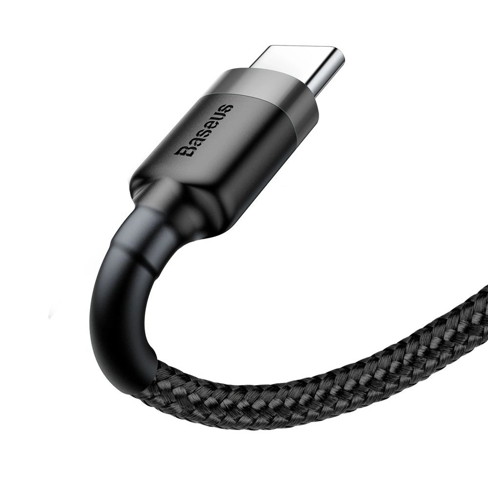 Cabo de nylon BaseusUSB / USB-C QC3.0 2A 2M preto-cinza