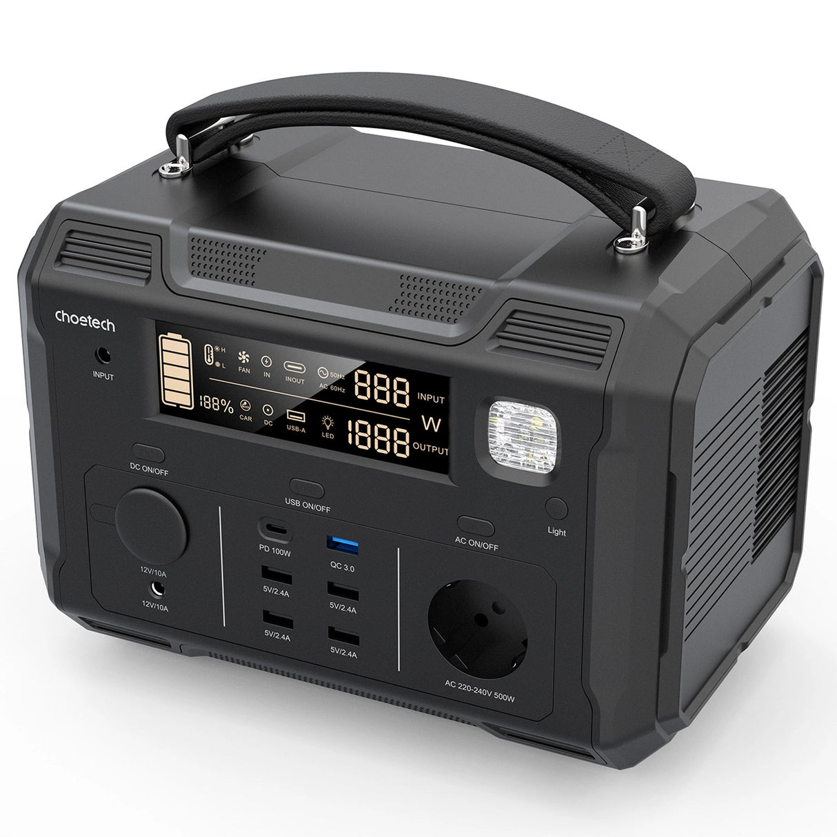 Powerbank portátil Choetech 484Wh 500W preto (BS004)