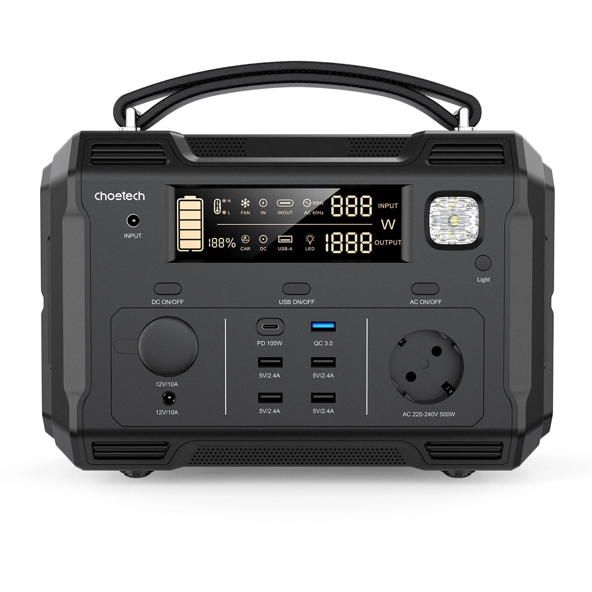 Powerbank portátil Choetech 484Wh 500W preto (BS004)