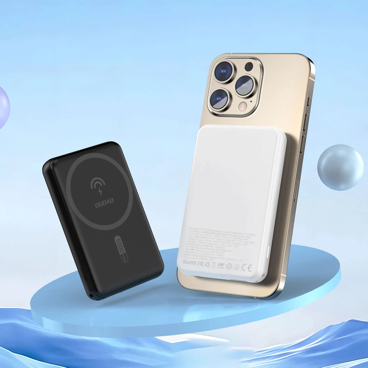 Powerbank sem fio Dudao K14S USB-C / MagSafe 20 W 5000 mAh - preto