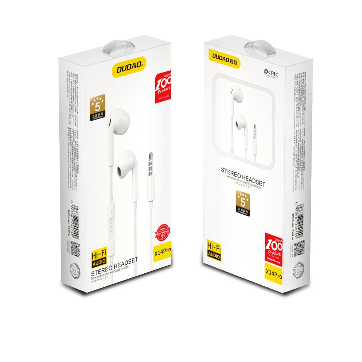 Fones de ouvido intra-auriculares Dudao com conector minijack de 3,5 mm branco (X14PRO)