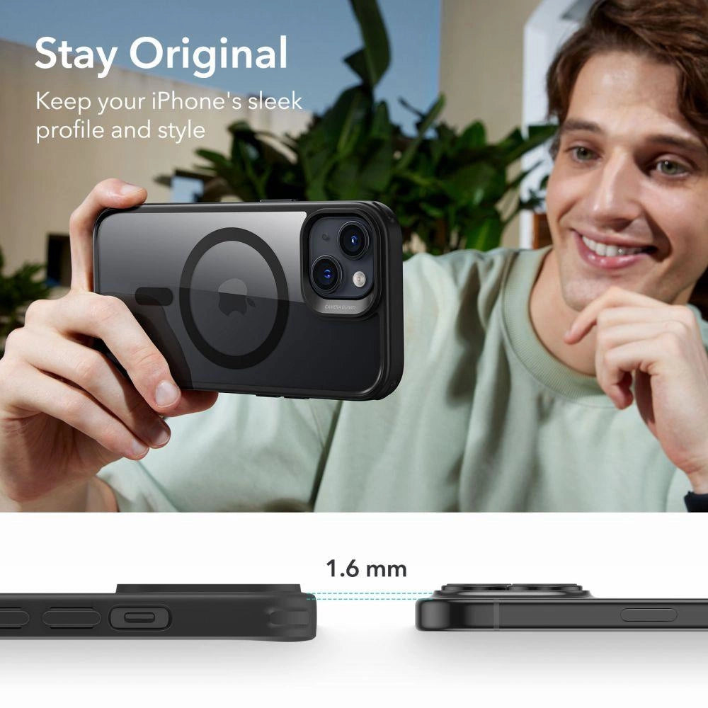 Capa ESR Classic Hybrid Halolock com MagSafe para iPhone 15 - transparente-preta
