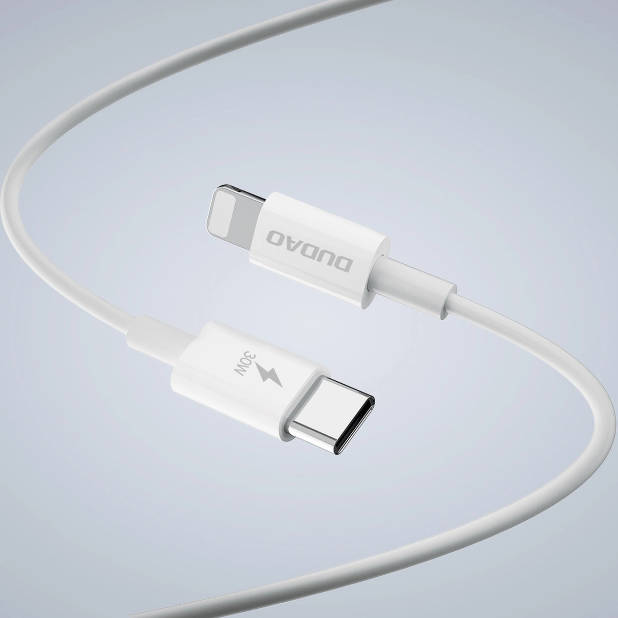 GaN Dudao A30EUT 30W USB-A / USB-C Carregador de Parede + USB-C - Lightning Cabo - Branco