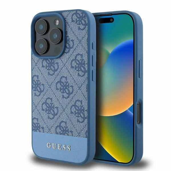 Capa Guess 4G com Listras Inferiores para iPhone 16 Pro Max - Azul