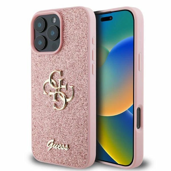 Capa Guess Fixed Glitter Big 4G para iPhone 16 Pro Max - Rosa
