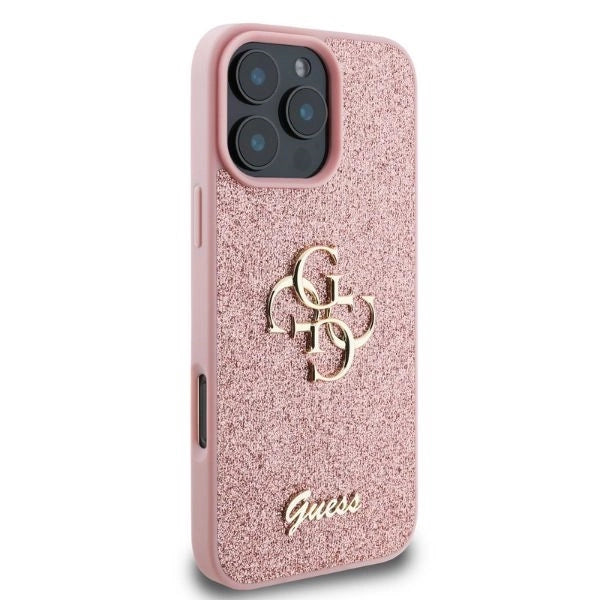 Capa Guess Fixed Glitter Big 4G para iPhone 16 Pro Max - Rosa