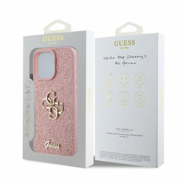 Capa Guess Fixed Glitter Big 4G para iPhone 16 Pro Max - Rosa