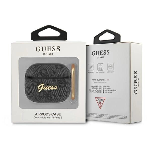 Capa para AirPods 3 Guess GUA34GSMK cinza 4G Script Metal Collection