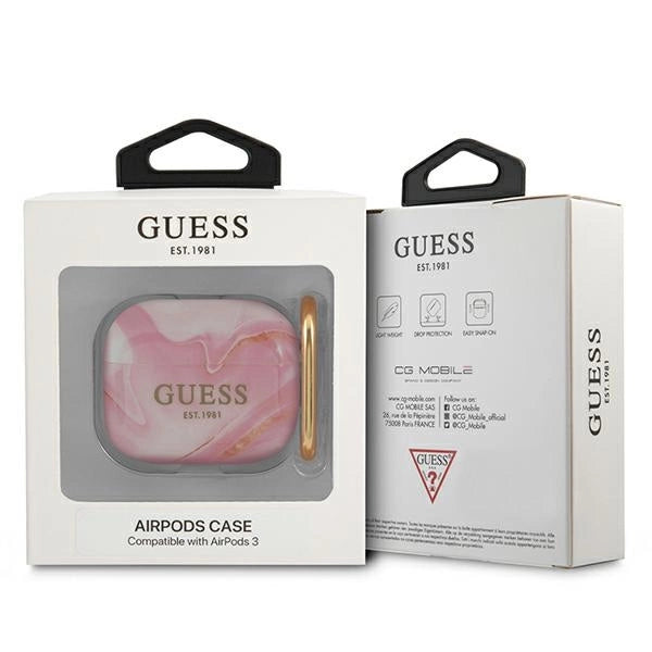 Capa Guess Marble Collection para AirPods 3 - rosa