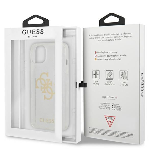 Capa Guess Glitter 4G com Logo Grande para iPhone 13 mini - transparente