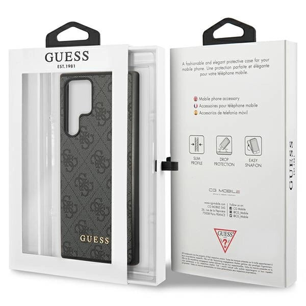 Capa Guess 4G Metal Gold Logo para Samsung Galaxy S23 Ultra - cinza