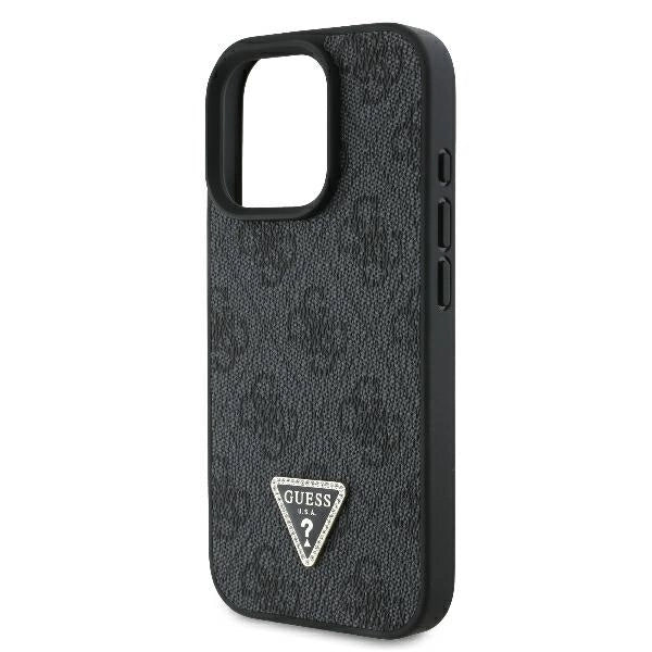 Capa Guess Leather 4G Triangle Strass MagSafe para iPhone 16 Pro Max - Preto