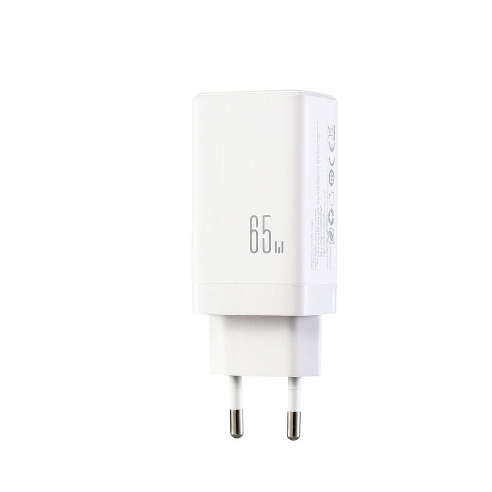Carregador de Parede Joyroom JR-TG10 65W GaN 2x USB-C + USB-A com cabo USB-C 1,2m 100W - Branco