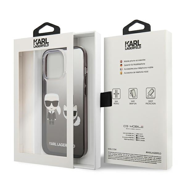 Estojo Karl Lagerfeld Gradient Ikonik Karl&Choupette para iPhone 13 Pro / iPhone 13 - preto