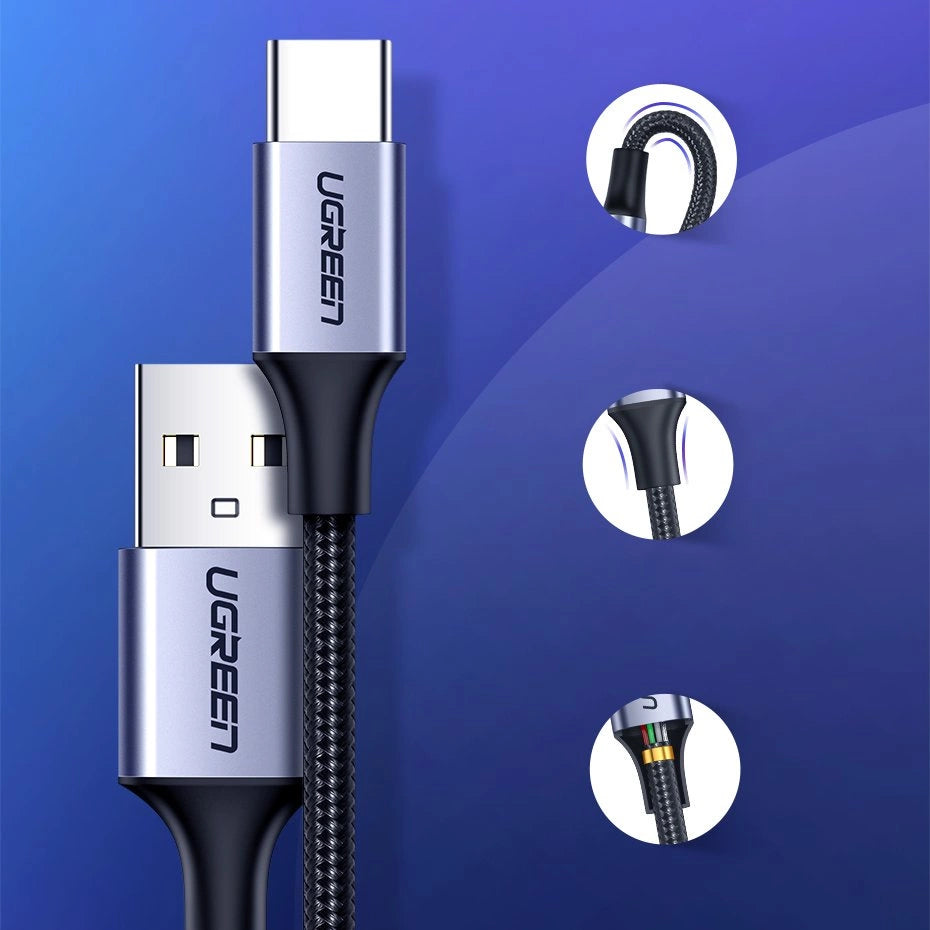 Ugreen cabo USB - USB Tipo C Quick Charge 3.0 3A 0,5m cinza (60125)