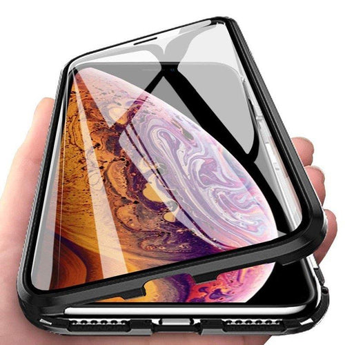 Capa Magnética Completa Wozinsky, capa magnética 360 com proteção frontal e traseira com vidro embutido para Samsung Galaxy A72 4G preto-transparente