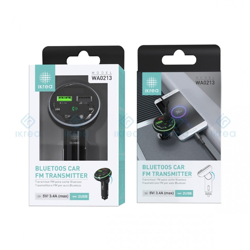 Transmissor FM Bluetooth para Carro 2 USB 5V-3.4A