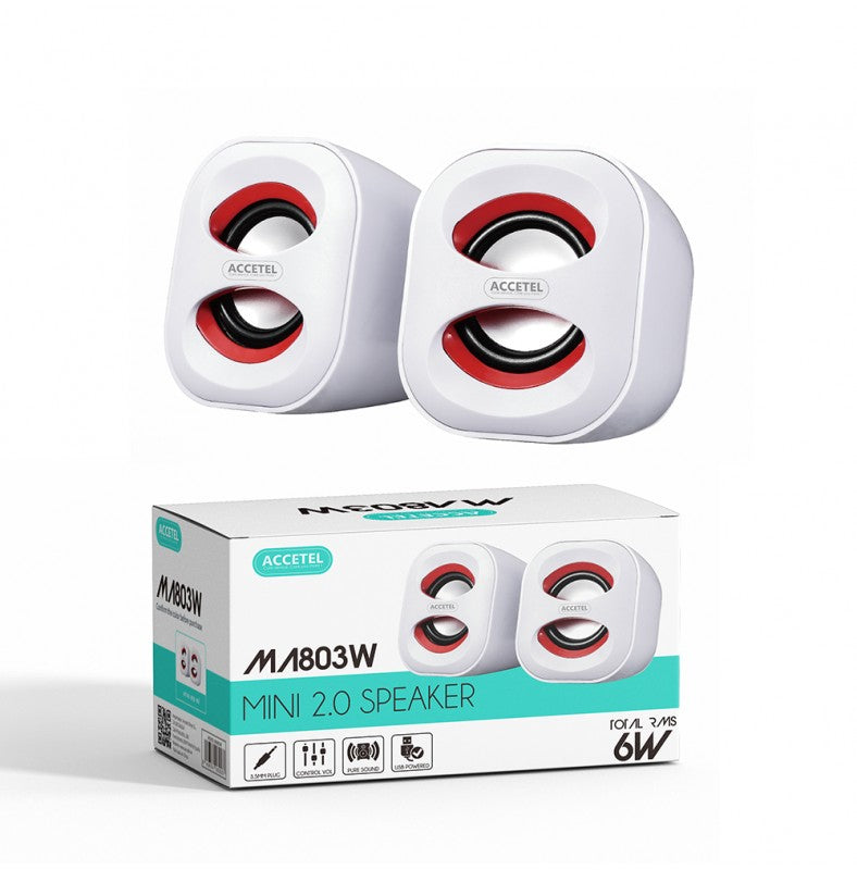 MA803 Accetel Coluna de Som Sem Fio Multimídia 2.0 6W - Branco