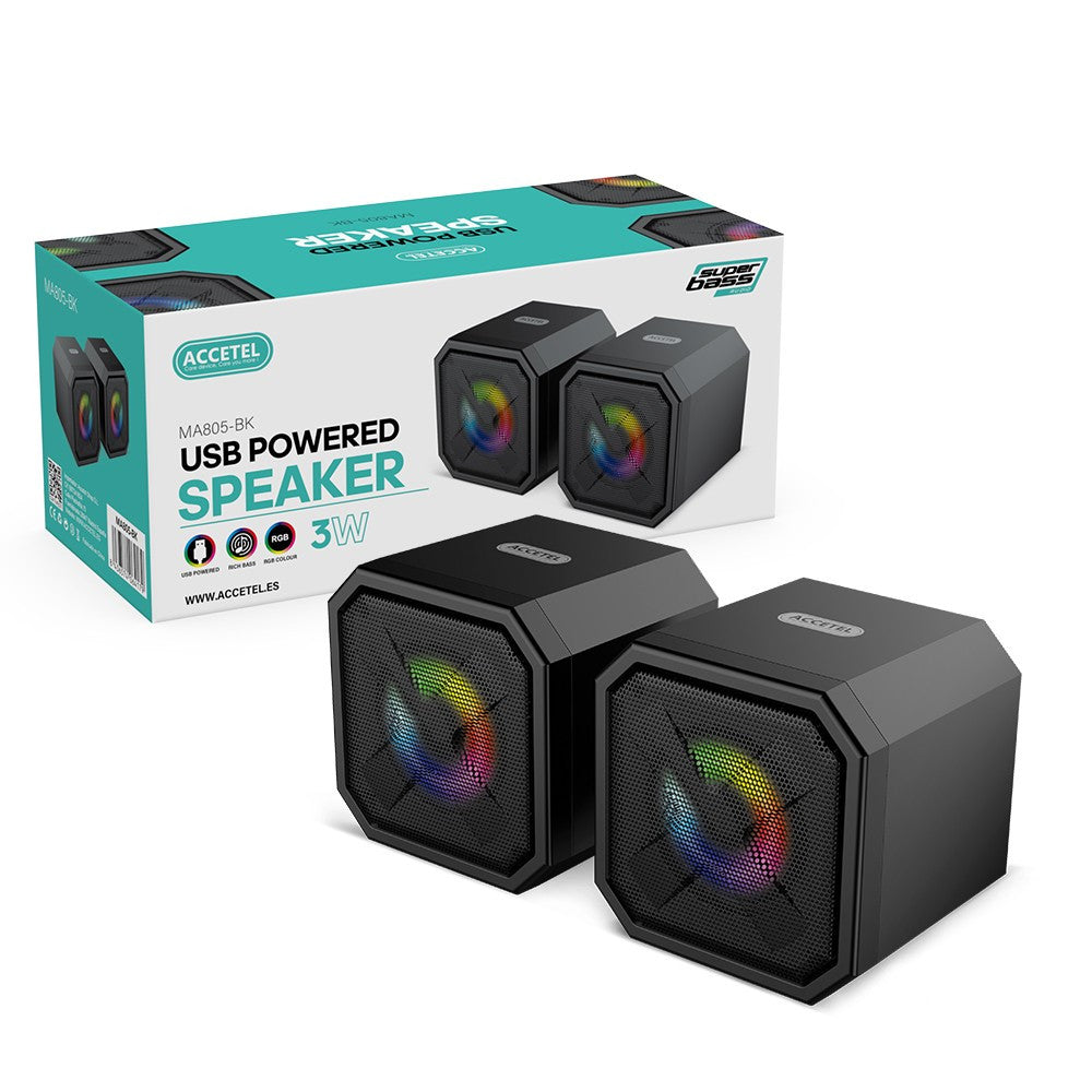MA805-BK Alto-falante Multimídia Iluminação RGB 2.0 3W - Preto