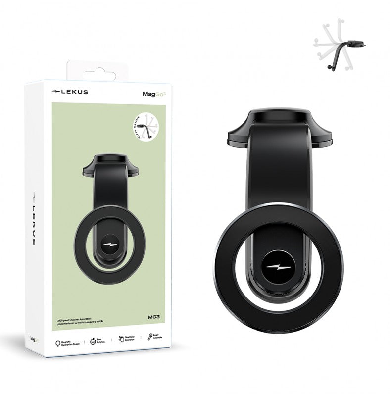 MagGo3 Suporte Magnético com Braço Flexível 360º e Fixação por Ventosa