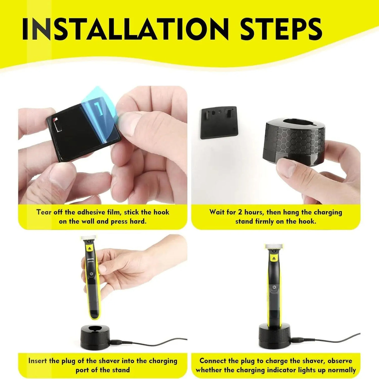 Suporte de Carregador de Base para Philips OneBlade – Montagem na Parede Multi4you