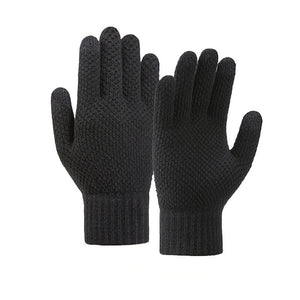 Luvas de inverno trançadas para telemóvel - Preto