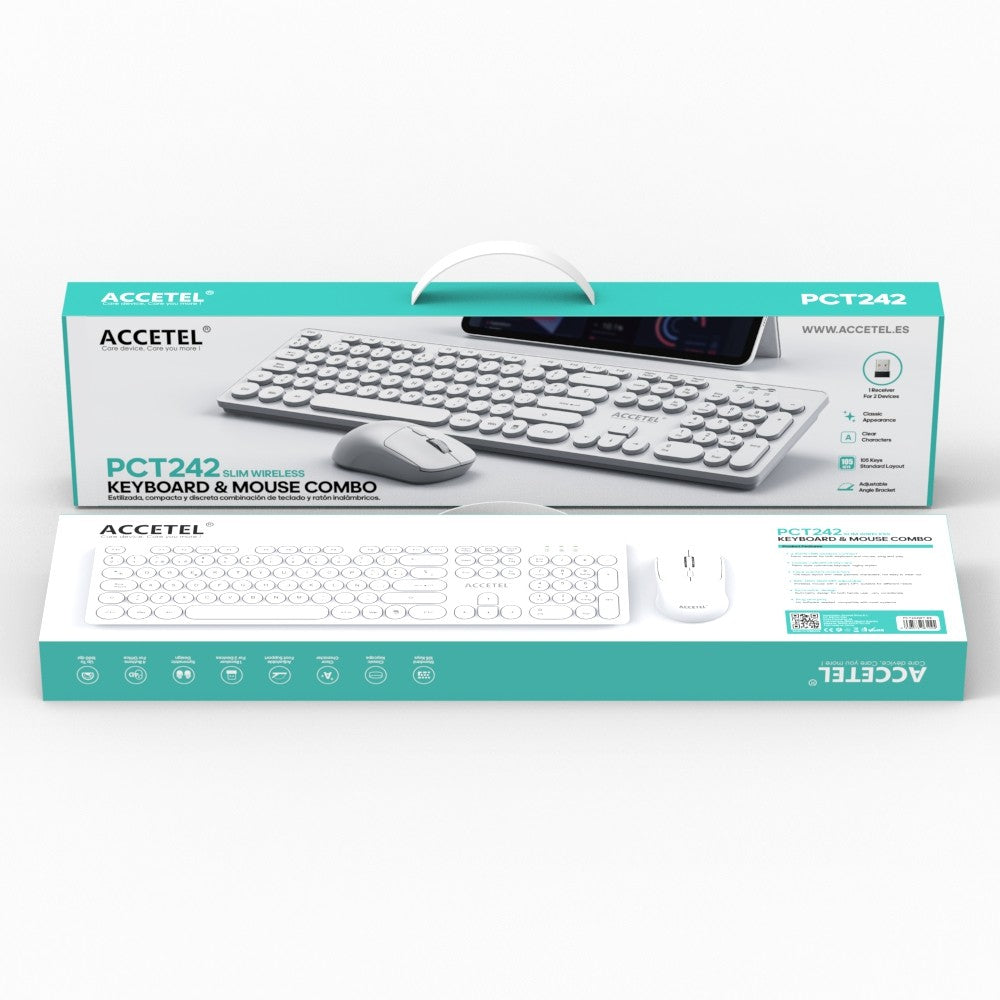 Combo de Teclado e Mouse Sem Fio - Branco (Português) PCT242WT