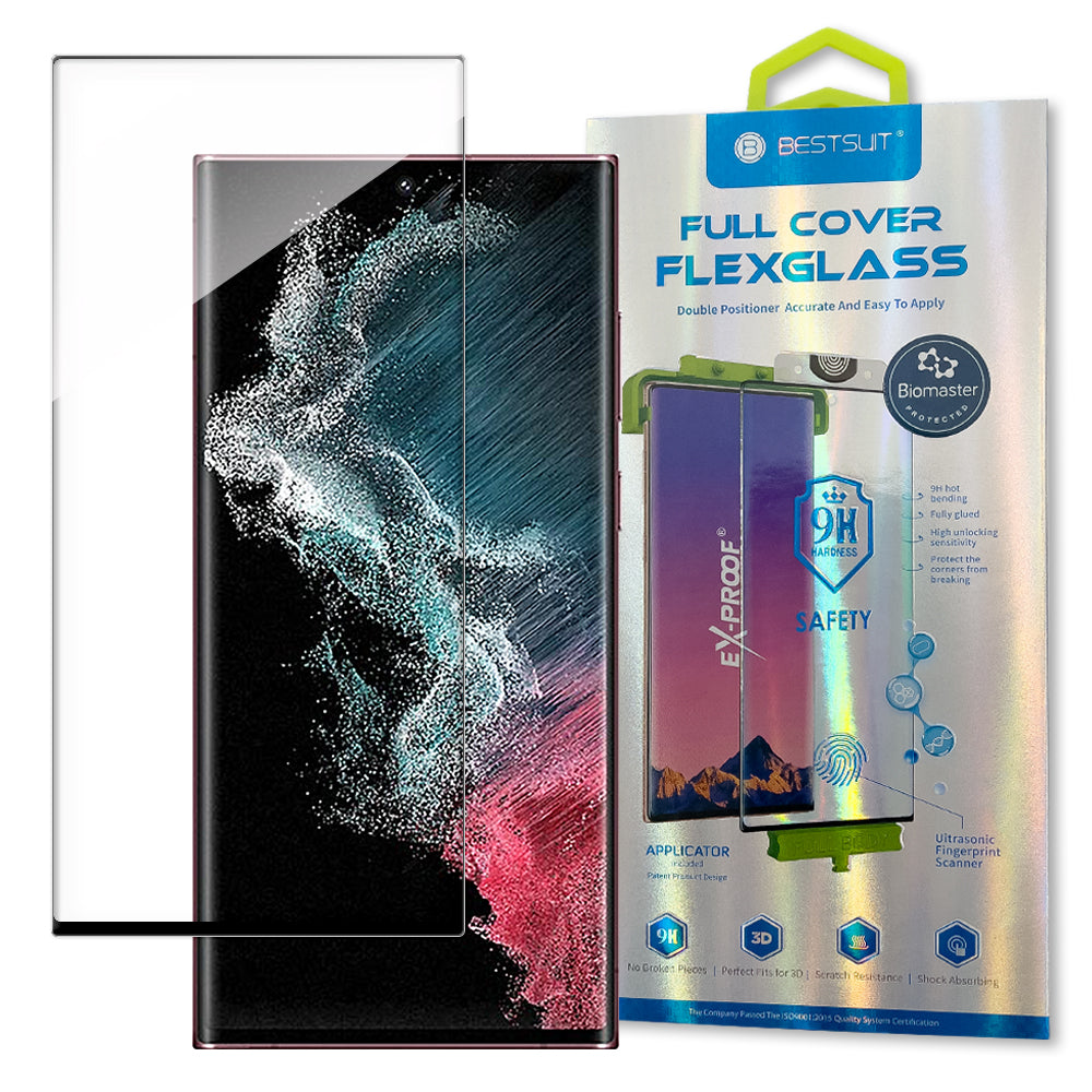 Folia de vidro temperado Bestsuit 3D Edge Nano Flexi Glass com cobertura total da tela e borda para Samsung Galaxy S22 Ultra transparente