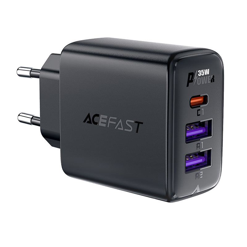 Carregador Acefast A57 PD 35W GaN com 2 portas USB-A + USB-C com 3 portas - preto