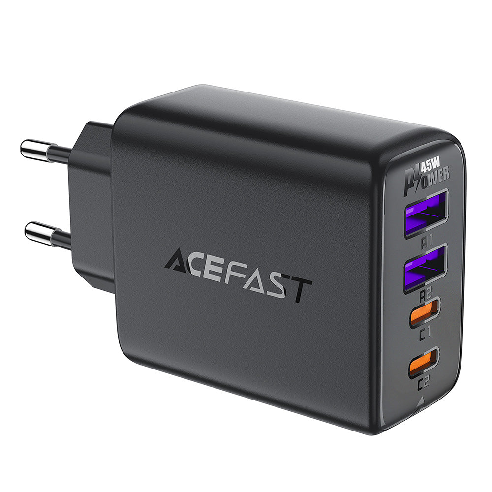Carregador Acefast A61 PD 45W GaN com 2 portas USB-C + 2 portas USB-A com 4 portas - preto