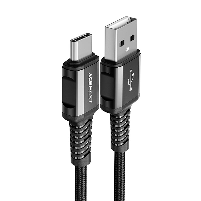 Cabo Acefast USB - USB Tipo C 1,2m, 3A preto (C1-04 preto)