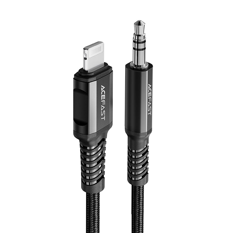 Cabo de áudio Acefast MFI Lightning para mini jack de 3,5mm (macho) 1,2m, AUX preto (C1-06 black)