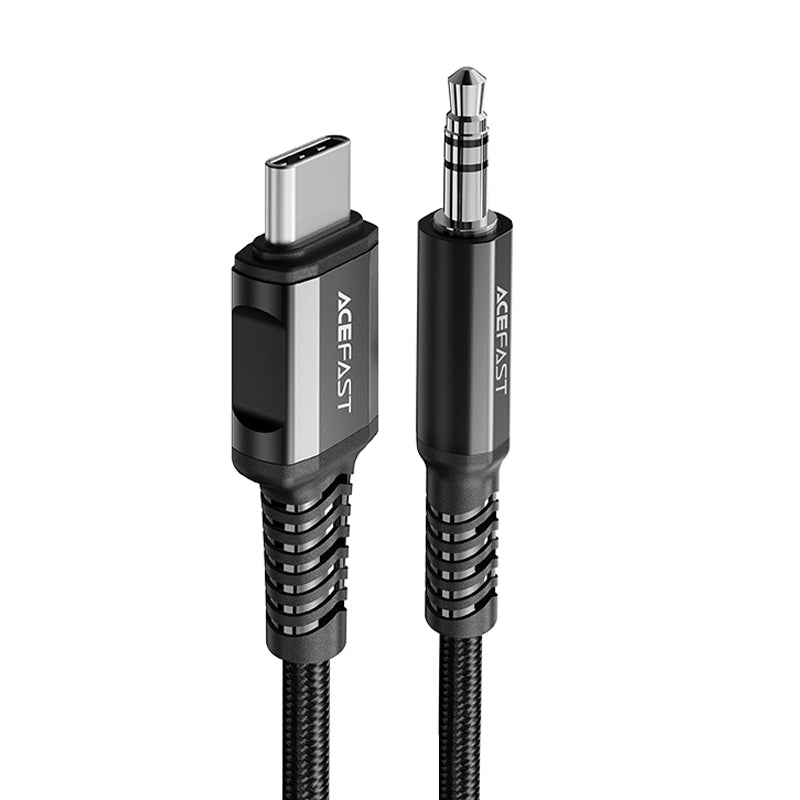 Cabo de áudio Acefast USB Tipo C para mini jack 3,5mm (macho) 1,2m, AUX preto (C1-08 preto)
