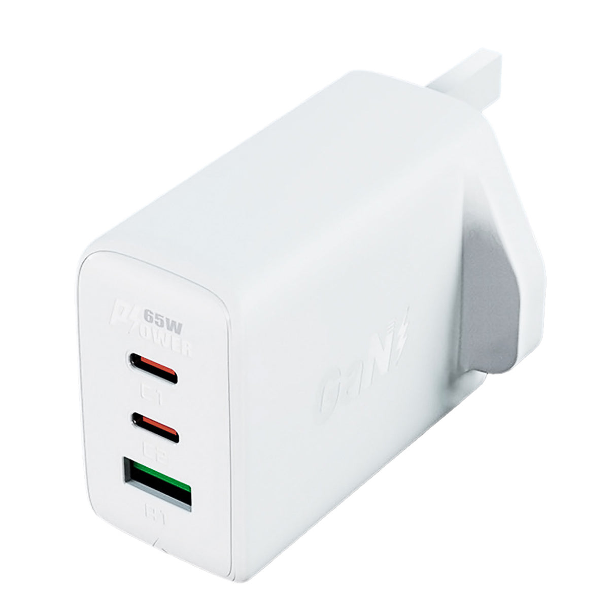 Carregador Acefast GaN 65W com 3 portas (1xUSB, 2xUSB C PD) plugue UK branco (A44)