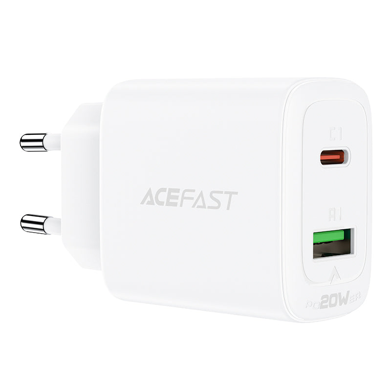 Acefast Carregador de Rede USB Tipo C / USB 20W, PPS, PD, QC 3.0, AFC, FCP branco (A25 branco)