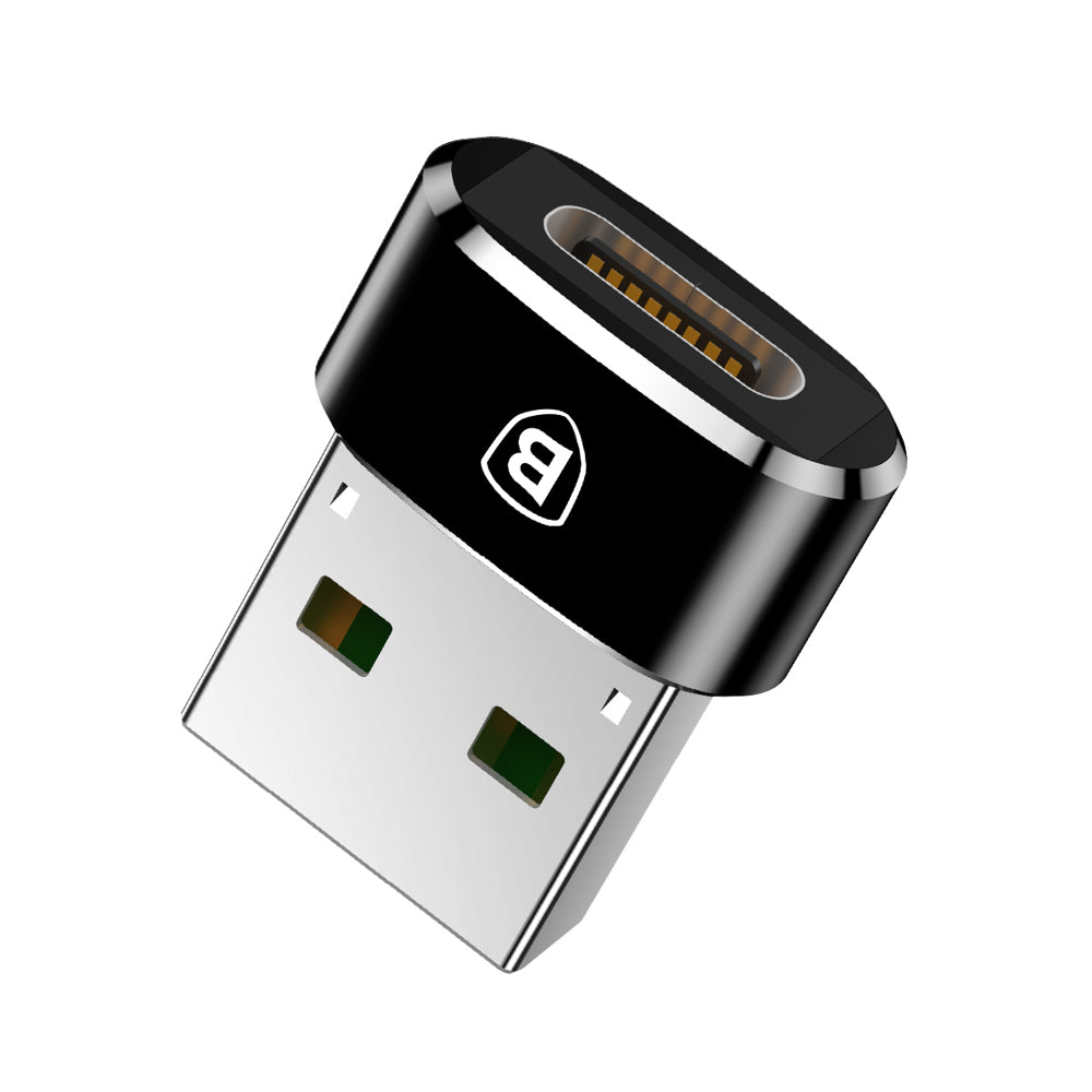 Adaptador Baseus de conversão de conector USB para USB Tipo C OTG preto (CATOTG-01)
