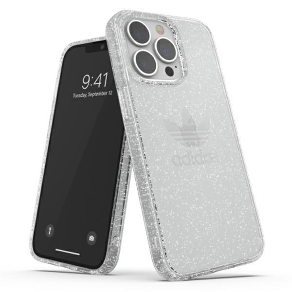 Capa Protetora Transparente com Glitter Adidas OR para iPhone 13 Pro / iPhone 13 - transparente e prateada