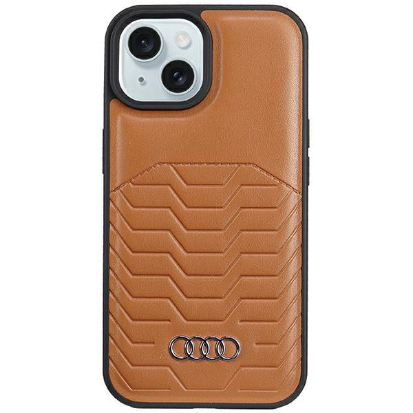 Capa Audi de Couro Sintético com MagSafe para iPhone 15 Plus / 14 Plus - cor castanho