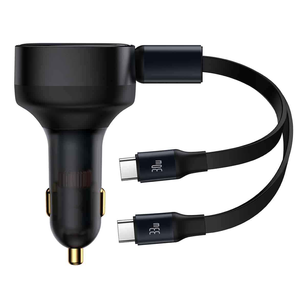 Carregador de carro 2 em 1 33W 2x USB C (macho) Baseus Enjoyment - preto