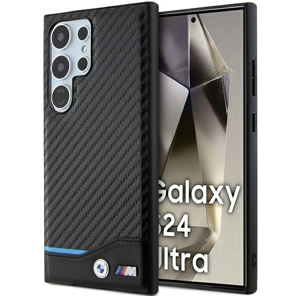 Etui BMW Leather Carbon para Samsung Galaxy S24 Ultra - preto